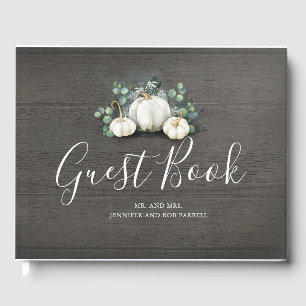 White Pumpkins Rustic Country Fall Wedding Guest Book