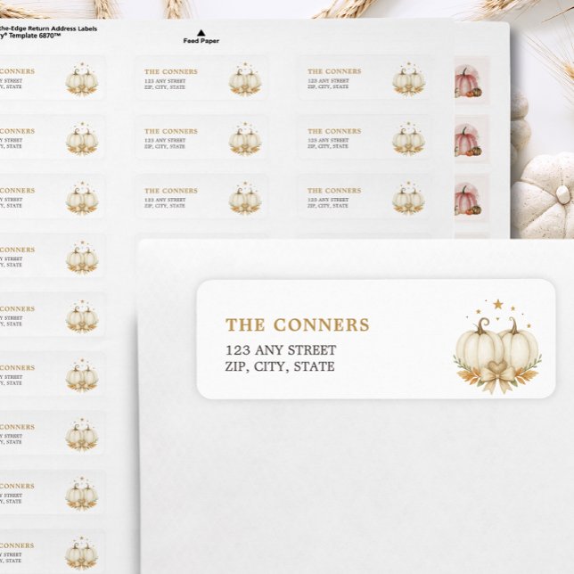 White Pumpkins Twin Baby Shower Return Address (Creator Uploaded)