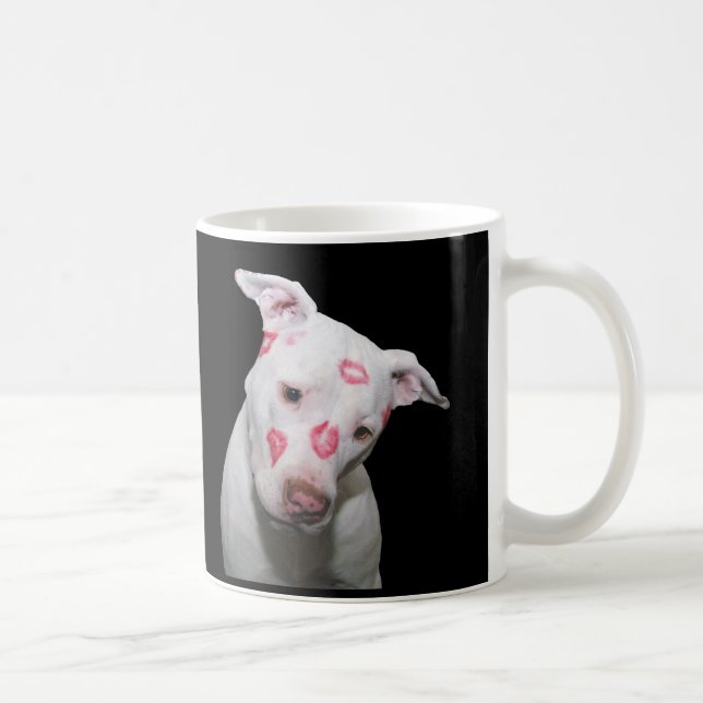 White Puppy Dog Love, Sealed with Lipstick Kisses Coffee Mug (Right)