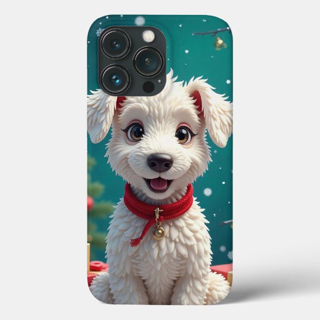  White Puppy Joy ✨ Cute Minimal Pet Whimsical 🐶 Case-Mate iPhone Case (Back)