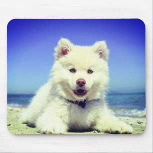 White Puppy Mouse Pad