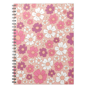 White, purple and blush floral pattern notebook