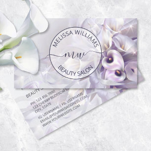 White Purple Calla Flower Logo Business Card