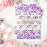 White purple confetti birthday wrapping paper sheet<br><div class="desc">Elegant,  classic,  glamorous and feminine style party wrapping paper. A stylish white background decorated with purple confetti.
Personalize and add a name and age.</div>
