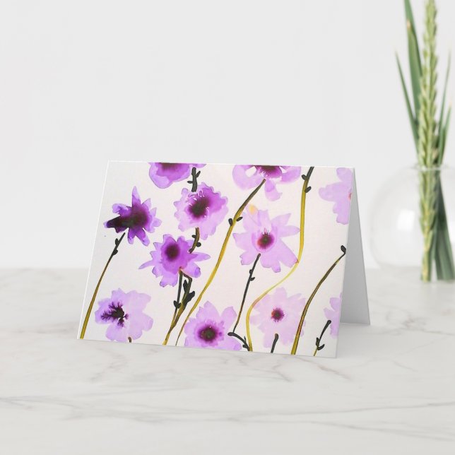 White Purple daisy floral stylish bridal shower Card (Front)