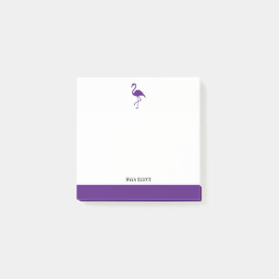 White & Purple Flamingo & Border with Name Post-it Notes
