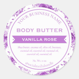 White Purple Floral Country Rose Product Labels
