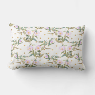 White Purple Floral/Polka Dot Lumbar PIllow