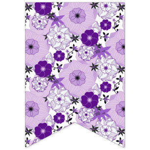 White Purple Flowers Gardener Spring Season Garden Bunting