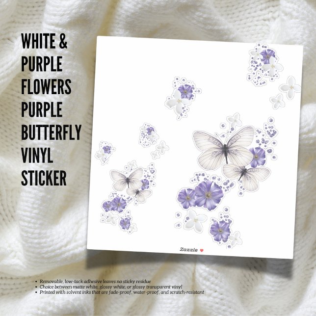 White & Purple Flowers Purple Butterfly Vinyl (The Butterfly Studio
White & Purple Flowers Purple Butterfly Vinyl Sticker)