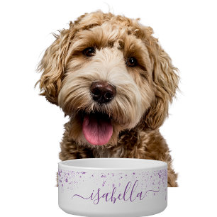 White purple glitter name script