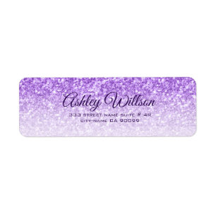 White & Purple Glitter Pattern Label
