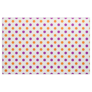 White Purple Orange Polka Dots Pattern Fabric