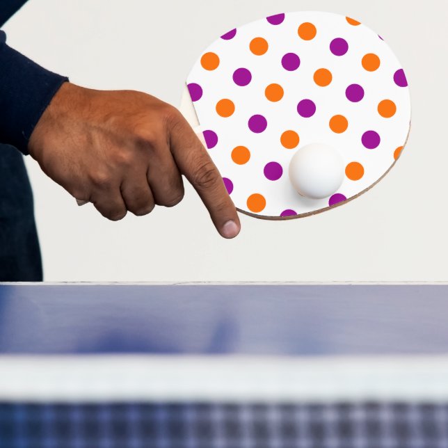 White Purple Orange Polka Dots Pattern Ping Pong Paddle (Insitu)
