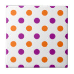 White Purple Orange Polka Dots Pattern Tile<br><div class="desc">Purple and Orange on a White background,  this playful design is perfect for modern home decor,  fun accessories,  and unique gift wrapping.</div>