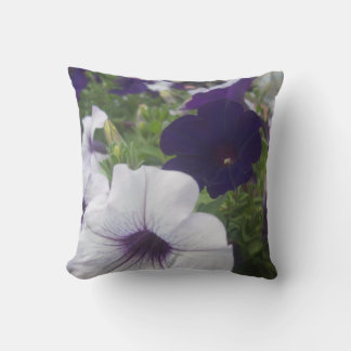 White & Purple Petunias Cushion