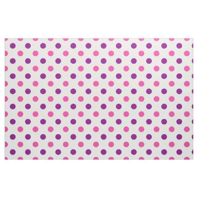 White Purple Pink Polka Dots Pattern  Fabric (Fat Quarter)