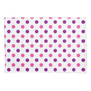 White Purple Pink Polka Dots Pattern  Pillowcase