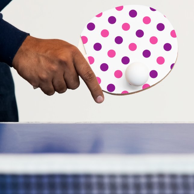 White Purple Pink Polka Dots Pattern  Ping Pong Paddle (Insitu)