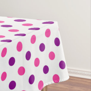 White Purple Pink Polka Dots Pattern  Tablecloth