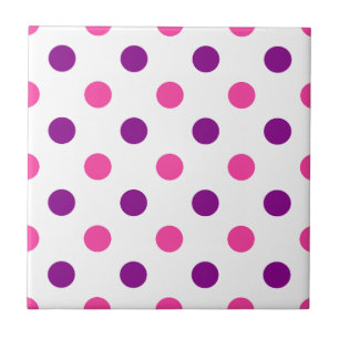 White Purple Pink Polka Dots Pattern Tile