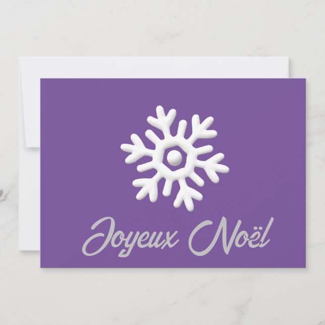 White Purple snowflake Merry Christmas Holiday Card (Front)
