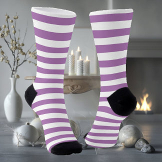 White & Purple Striped Socks