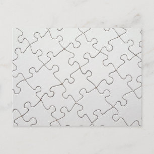 White puzzle postcard