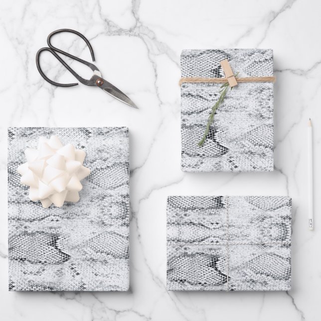 White Python Snake Skin Print Wrapping Paper Sheet (Front)