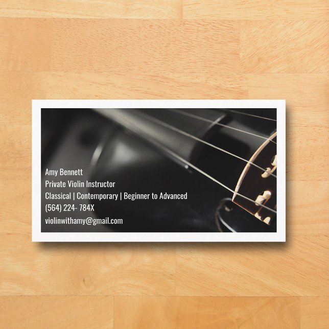 White Qr Code Black Violin Violinist Business Card (Black Violin White Music Business Card )