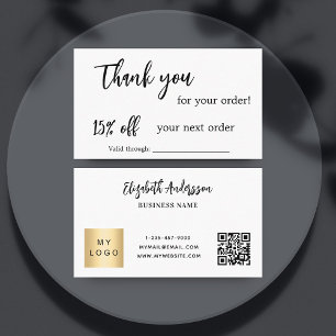 White qr code business logo discount card