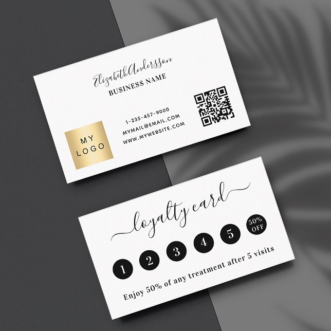 White qr code business logo loyalty card (Creator Uploaded)
