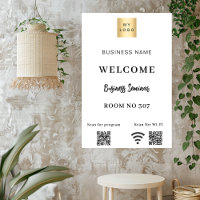 White QR code business logo seminar room wifi