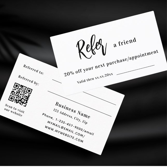 White qr code business referral card (Creator Uploaded)