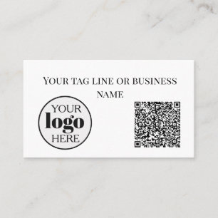 White QR Code Logo Simple Black Business Card