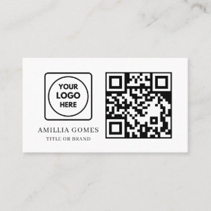 White QR Code   Modern Minimal Custom Contact  Business Card