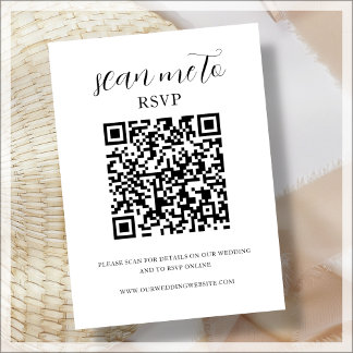 White | QR Code | Wedding RSVP Enclosure Card