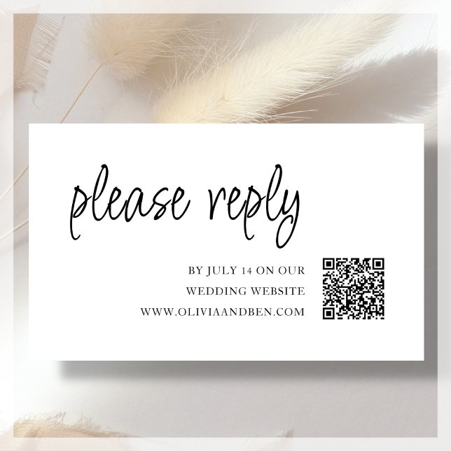 White | QR Code | Wedding RSVP  Enclosure Card (Creator Uploaded)