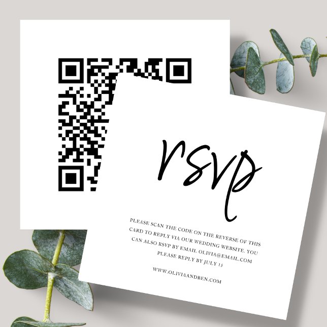 White | QR Code | Wedding RSVP Enclosure Card (Creator Uploaded)