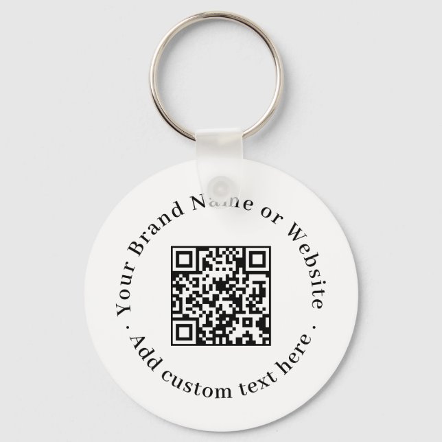 White QR | Minimalist Clean Budget Design Key Ring (Front)