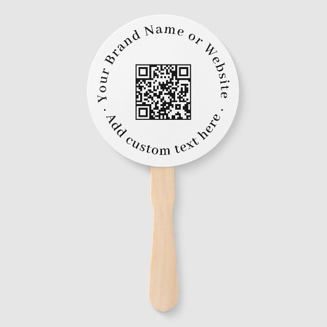 White QR | Minimalist Clean Round Design Hand Fan (Front)