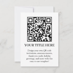 White QR   Modern Minimalist Custom Upload Invitation