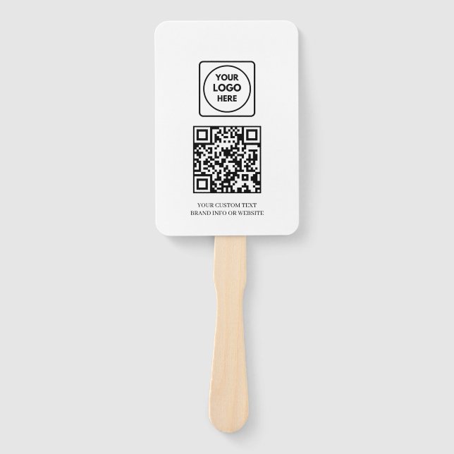 White QR | Professional Business Logo Design Hand Fan (Front)