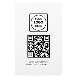White QR Professional Simple Business Logo Magnet