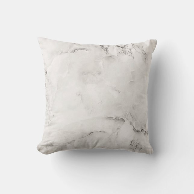White Quart Grey Veins Modern Marble Gold Gemstone Cushion (Front)