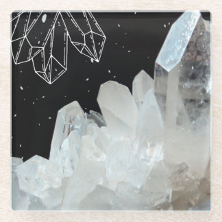 White Quartz Crystal Gemstone Geode Natural Stone Glass Coaster