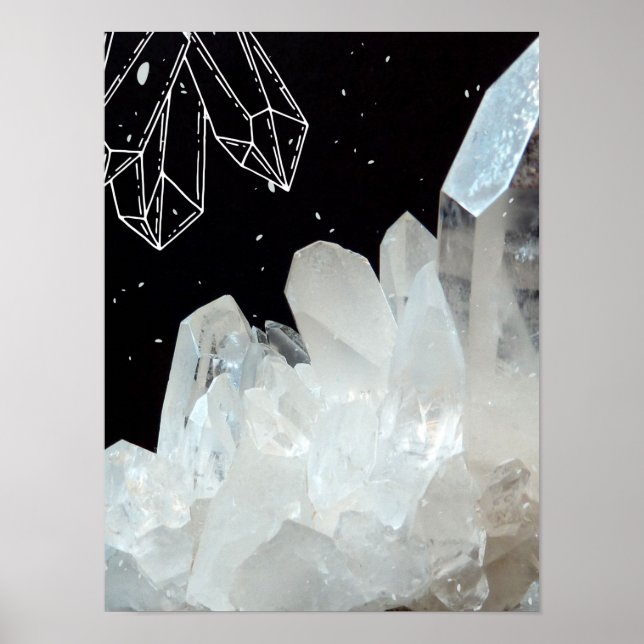 White Quartz Crystal Gemstone Geode Natural Stone Poster (Front)
