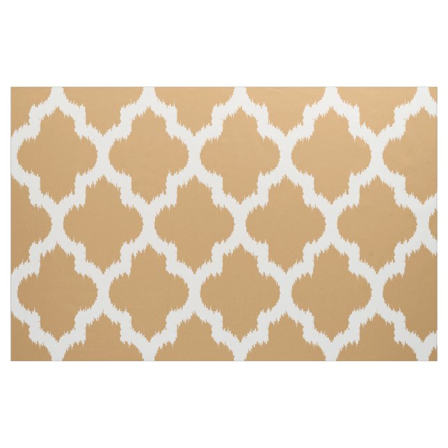 White Quatrefoil Ikat & Custom Beige Background Fabric (Fat Quarter)