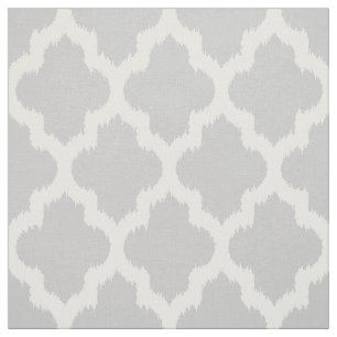 White Quatrefoil Ikat & Custom Grey Background Fabric