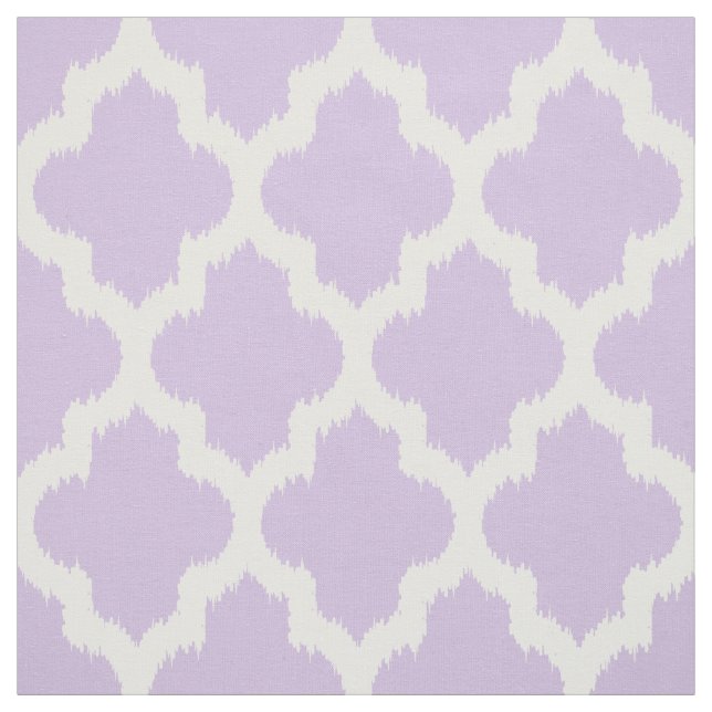 White Quatrefoil Ikat & Custom Lavender Background Fabric (Swatch)